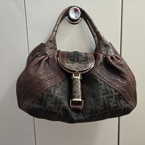 Vintage Fendi Spy Bag W/ Croc Trim and Logo Print